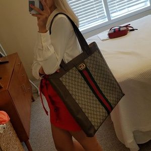 AUTHENTIC GUCCI GG SUPREME OPHIDIA  LARGE TOTE